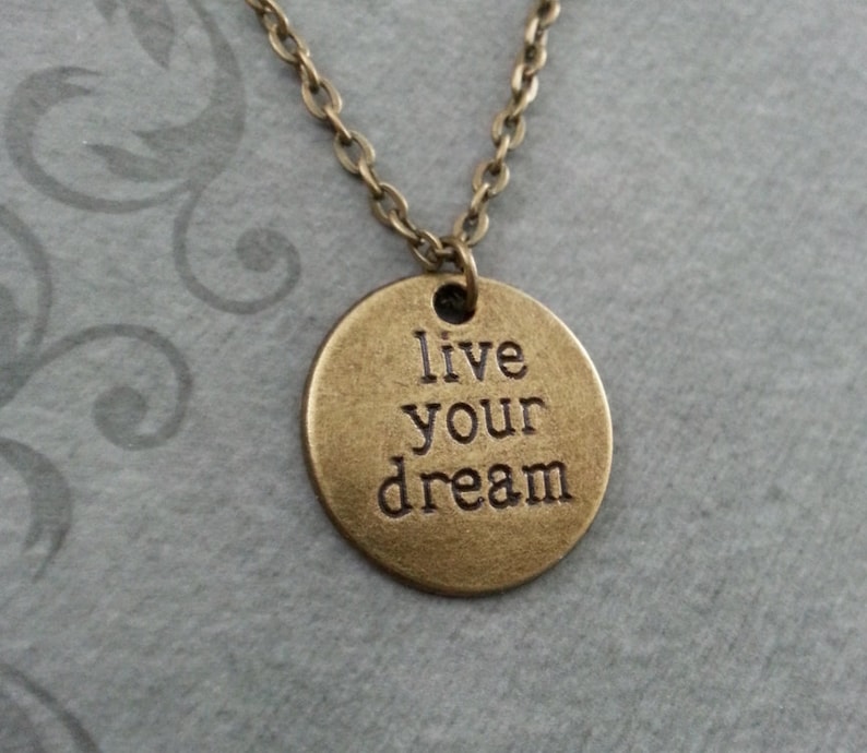 Live Your Dream Necklace SMALL Brass Necklace Follow Your Etsy