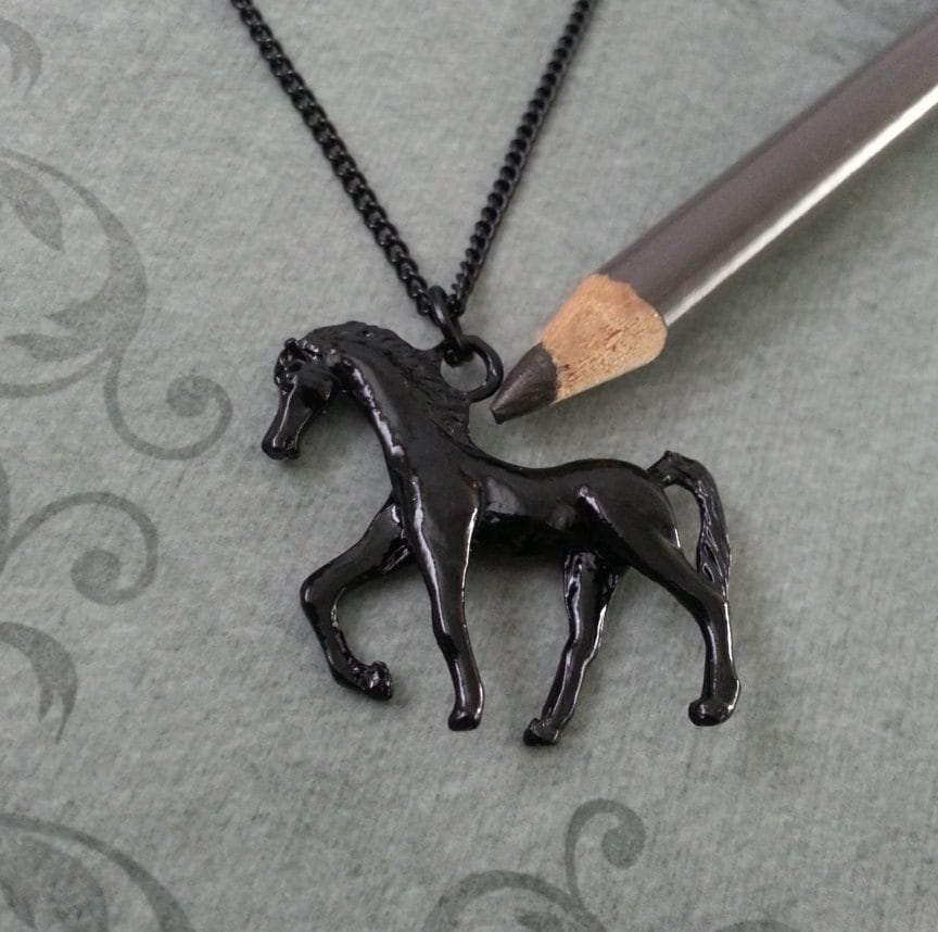 Black Horse Necklace Dark Horse Gift Horse Jewelry Horse Etsy