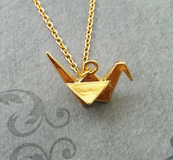 Paper Crane Necklace Paper Crane Jewelry Origami Necklace Paper Crane Charm Necklace Japanese Crane Pendant Necklace Origami Jewelry Gift