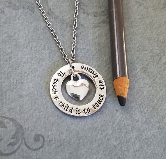 To Teach a Child is to Touch the Future Necklace Teacher Necklace Teacher Jewelry Heart Necklace Charm Necklace Pendant Necklace School Gift Etsy Mexico