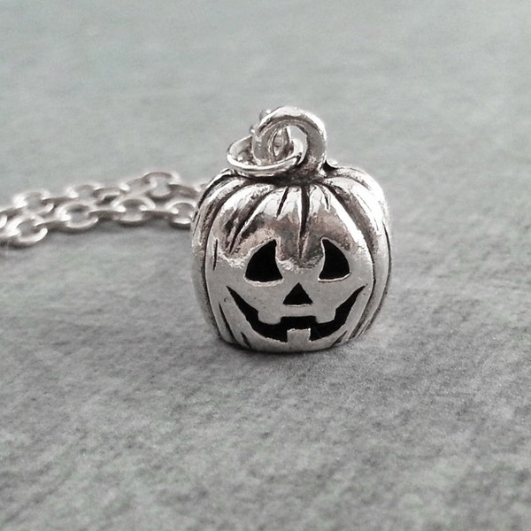 Jack O Lantern Necklace SMALL Pumpkin Necklace Jack-O-Lantern Jewelry Halloween Necklace Halloween Jewelry Halloween Gift Pumpkin Charm