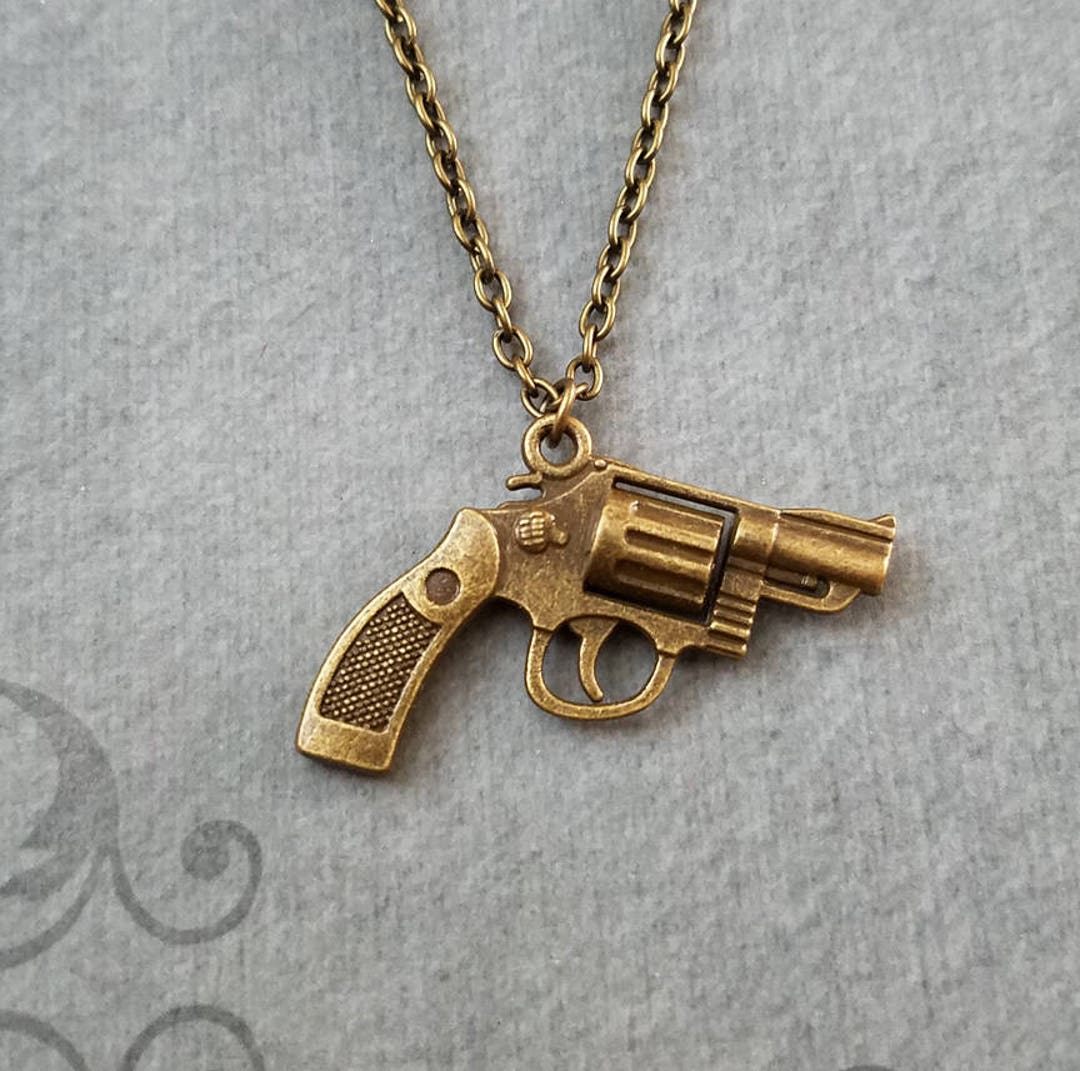Revolver Necklace SMALL Gun Necklace Gun Charm Necklace Gun