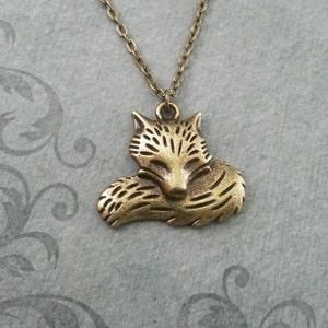 Fox Necklace Bronze Fox Jewelry Fox Pendant Necklace Fox Charm Necklace Animal Jewelry Bridesmaid Necklace Fox Gift Animal Necklace