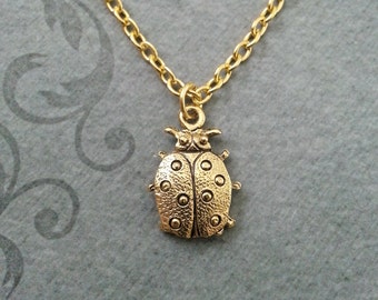 Ladybug Necklace VERY SMALL Gold Lady Bug Necklace Bridesmaid Necklace Insect Necklace Ladybird Pendant Necklace Ladybug Jewelry Insect Gift