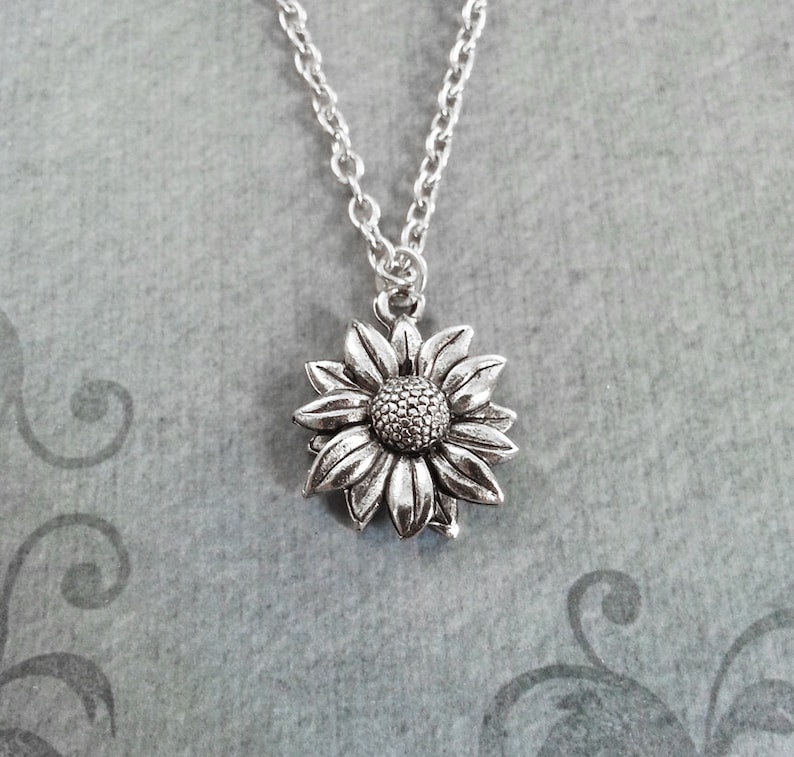 Sunflower Necklace SMALL Sunflower Jewelry Sunflower Pendant Etsy