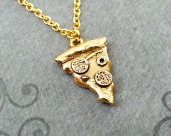 Pizza Necklace Pepperoni Pizza Jewelry Gold Pizza Charm Necklace Pizza Slice Necklace Pizza Pendant Necklace Pizza Gift Bridesmaid Necklace