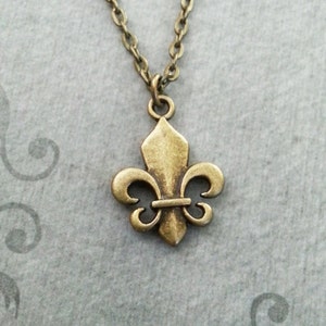 Fleur-De-Lis Necklace SMALL Bronze Fleur De Lis Jewelry Medieval Necklace French Royalty Pendant French Necklace Fleur De Lys Charm Necklace
