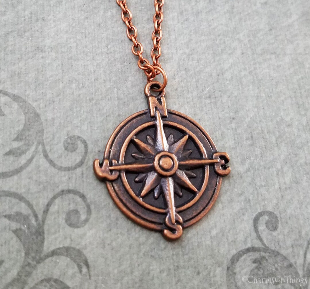 Collier en argent boussole et bateau en argent, pendentif boussole