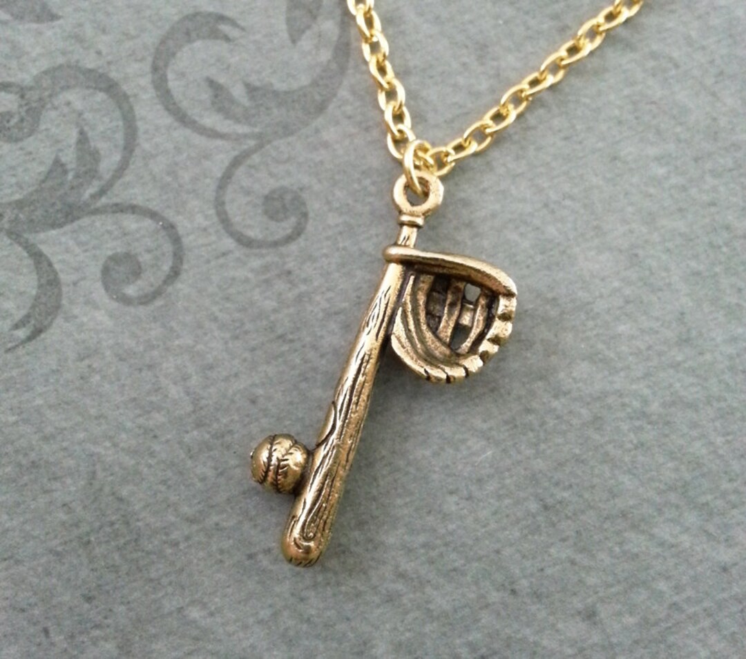 Baseball Necklace Baseball Jewelry Gold Baseball Bat Pendant Baseball Glove Charm Baseball Gift Softball Jewelry Girls Baseball Team Gift Etsy