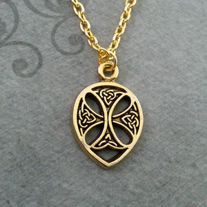 Celtic Necklace SMALL Celtic Jewelry Celtic Cross Necklace Gold Necklace Celtic Knot Necklace Irish Necklace Medieval Necklace Celtic Gift