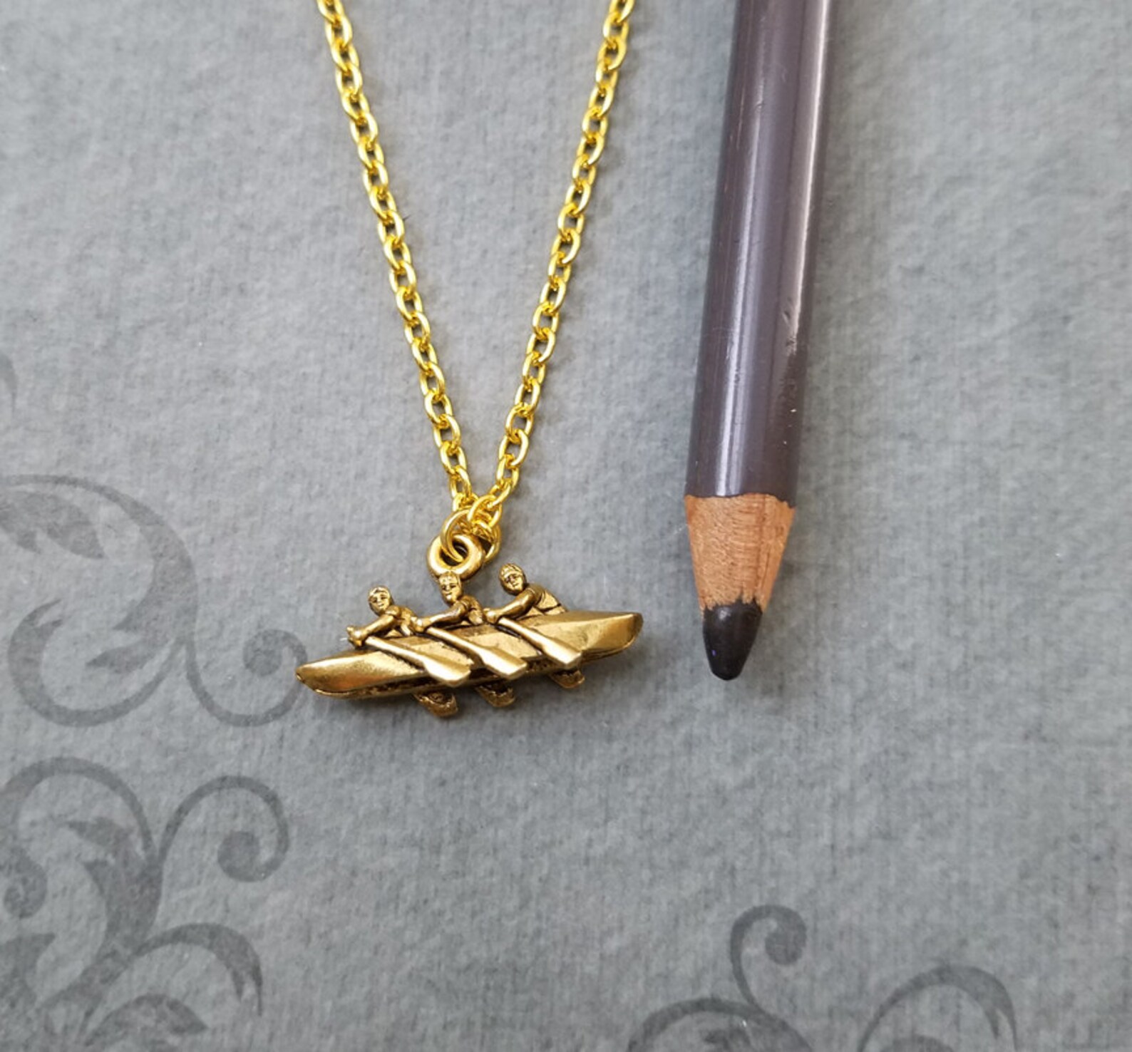 Row Boat Necklace VERY SMALL Rowing Boat Jewelry Rowing Team Etsy