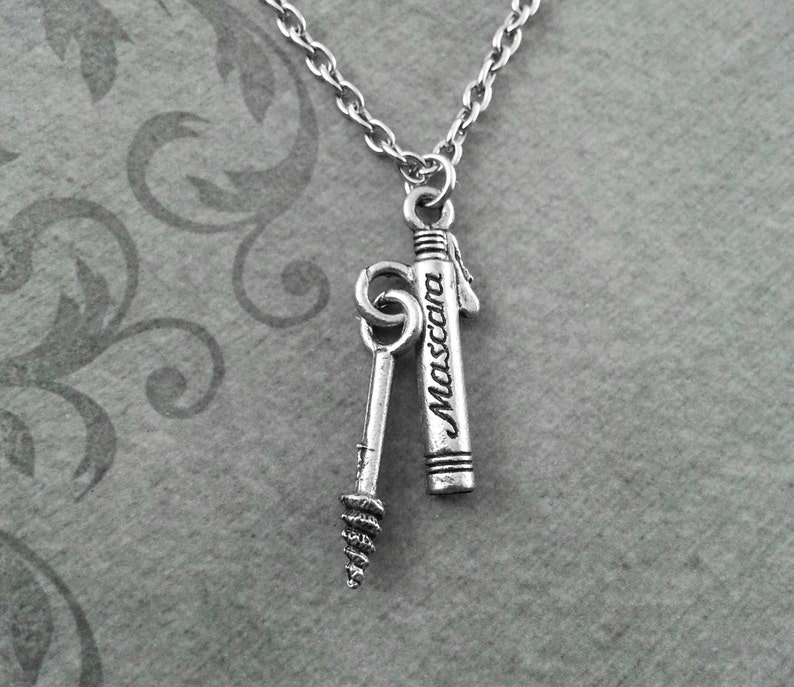 Mascara Necklace SMALL Silver Makeup Necklace Makeup Jewelry Etsy