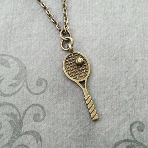 Tennis Racket Necklace SMALL Bronze Tennis Racket Jewelry Tennis Gift Tennis Team Gift Tennis Charm Necklace Tennis Pendant Necklace