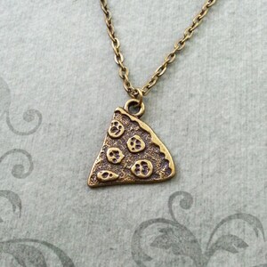 Pizza Necklace Pepperoni Pizza Jewelry Bronze Pizza Charm Necklace Pizza Slice Necklace Pizza Pendant Necklace Pizza Gift Bridesmaid Jewelry