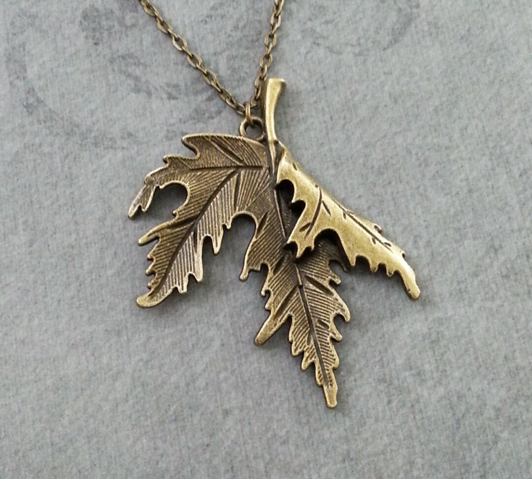 【2plan】24SS★ [MADE] 049 Leaf Medal Necklace Leaf Necklace LARGE Maple Leaf Jewelry Bronze Leaf Charm