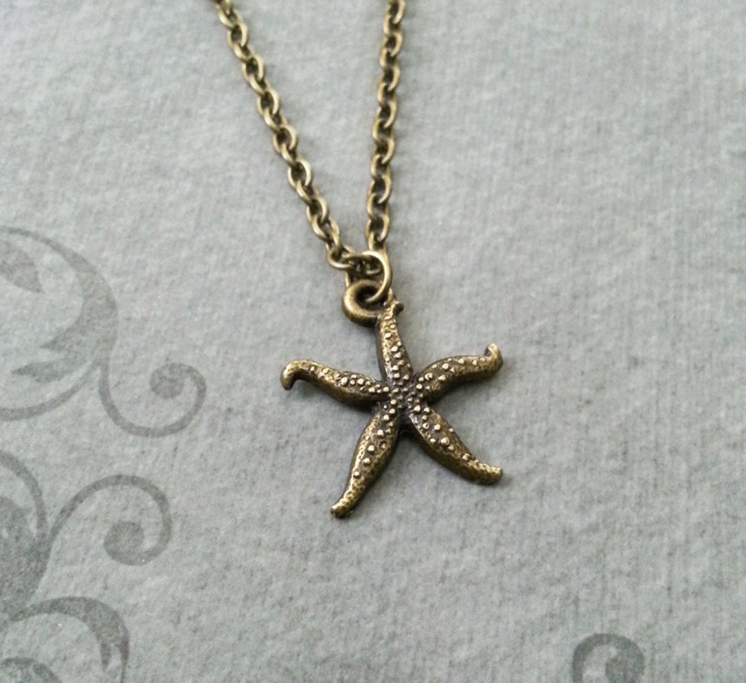 Starfish Necklace SMALL Starfish Jewelry Bronze Starfish Charm Beach ...