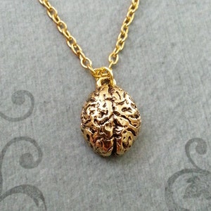 Brain Necklace SMALL Brains Necklace Gothic Necklace Anatomical Brain Charm Necklace Human Brain Pendant Gold Brain Jewelry Horror Jewelry
