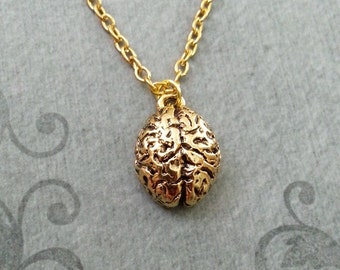 Brain Necklace SMALL Brains Necklace Gothic Necklace Anatomical Brain Charm Necklace Human Brain Pendant Gold Brain Jewelry Horror Jewelry