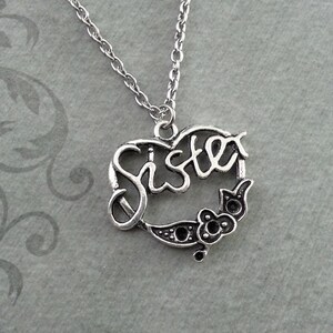 Sister Necklace, Sister Pendant Necklace, Sister Gift for Sister, Sister Heart Necklace Sister Jewelry Sisters Necklace Best Friend Necklace