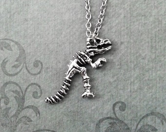 Dinosaur Necklace Silver Dinosaur Jewelry T-Rex Necklace T-Rex Jewelry Dinosaur Bones Necklace Pendant Necklace Dinosaur Fossil Necklace