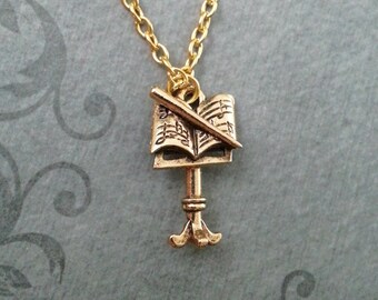 Music Stand Necklace SMALL Music Notes Necklace Classical Music Necklace Musician Gift Music Gift Sheet Music Necklace Conductor Stand Gift