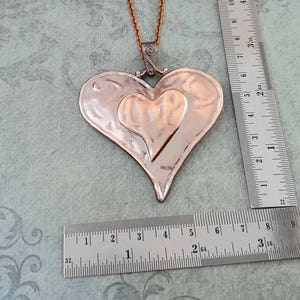 Heart Necklace LARGE Copper Heart Jewelry Statement Necklace Girlfriend Necklace Heart Charm Necklace Heart Pendant Necklace Wife GIft image 2