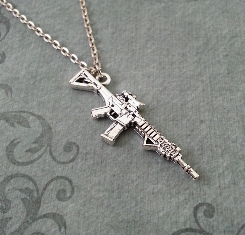 Rifle Necklace SMALL Gun Jewelry Machine Gun Pendant Etsy