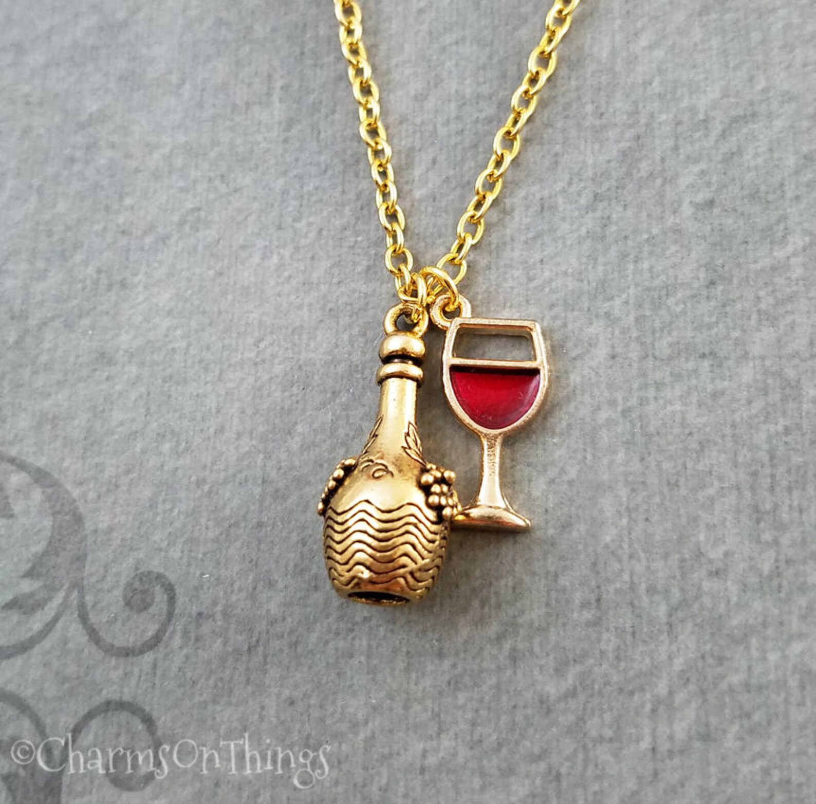 Wine Bottle Necklace Wine Jewelry 21st Birthday Gift Bartender Etsy