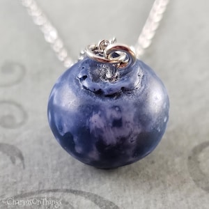 Blueberry Necklace SMALL Cute Realistic Blueberry Charm Women&#39;s Pendant Necklace Fruit Necklace Bridesmaid Jewelry Gift for Her Under 30