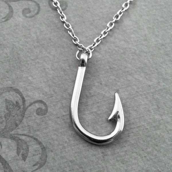 Fishhook Necklace Fish Hook Necklace Fishing Jewelry Fishing Necklace Fish Jewelry Fishing Gift Fish Necklace Engagement Gift Boyfriend