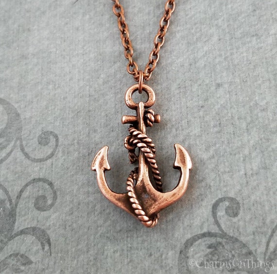 Anchor Necklace Anchor Jewelry Nautical Jewelry Ship Jewelry Boat Jewelry Anchor Pendant Necklace Anchor Charm Necklace Copper Necklace Gift Etsy