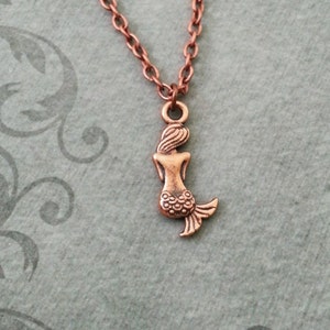 Mermaid Necklace VERY SMALL Copper Mermaid Jewelry Mermaid Pendant Necklace Fantasy Necklace Siren Necklace Fantasy Jewelry Mermaid Gift