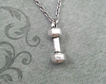 Dumbbell Necklace VERY SMALL Dumbbell Jewelry Exercise Gift Exercise Necklace Workout Gift Workout Jewelry Weight Lifting Gift Weight Loss