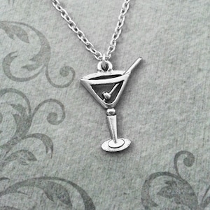 Martini Necklace SMALL Silver Martini Jewelry Olive Necklace Bachelorette Gift Bridesmaid Necklace 21st Birthday Gift Bartender Necklace