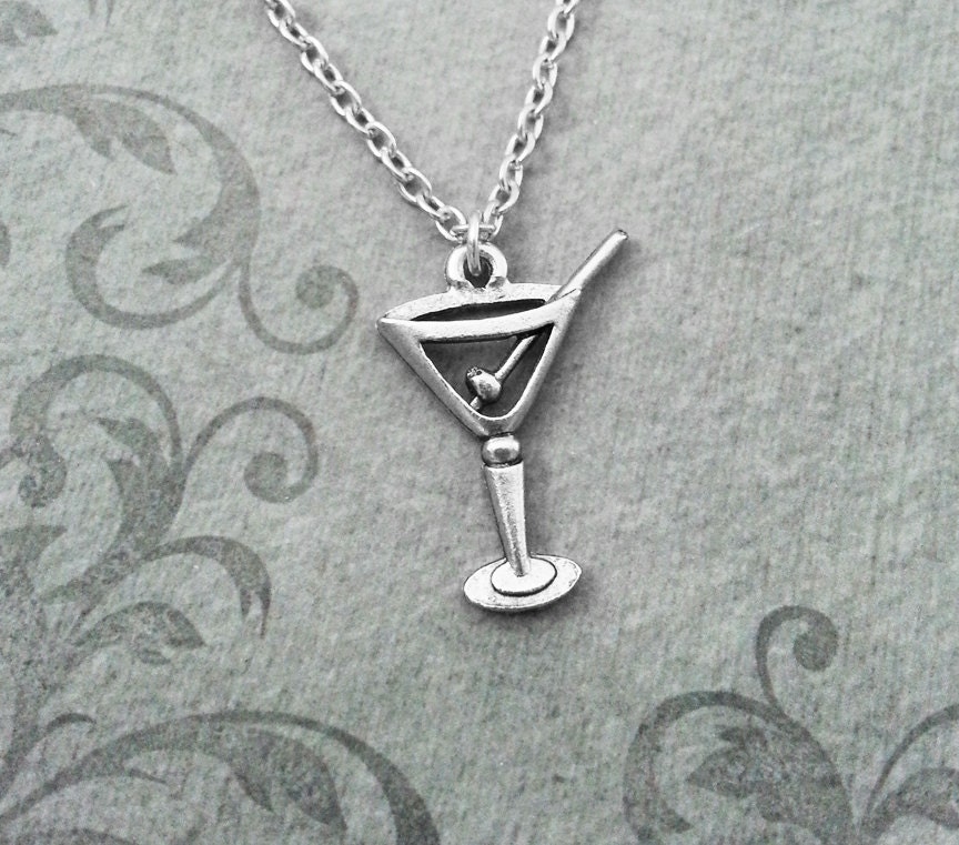 thumbnail image 2 of Martini Glass Necklace For Your Best Friend, Personalized Martini Gift, Martini Cocktail Pendant 2 of 12