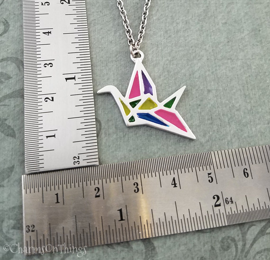 Origami Crane Necklace Paper Crane Jewelry Geometric Necklace Etsy