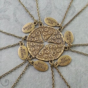 Pizza Necklace Pepperoni Pizza Jewelry Bronze Pizza Charm Necklace Whole Pizza Slice Necklace Set Best Friends Necklaces Pizza Gift