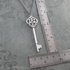 Key Necklace Victorian Key Pendant Necklace Skeleton Key Charm Necklace Vintage Key Antique Key Bridesmaid Necklace Teenage Girl Steampunk image 2