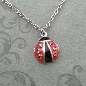 Ladybug Necklace SMALL Red Lady Bug Necklace Bridesmaid Necklace Insect Jewelry Insect Necklace Ladybird Pendant Necklace Bridesmaid Gift