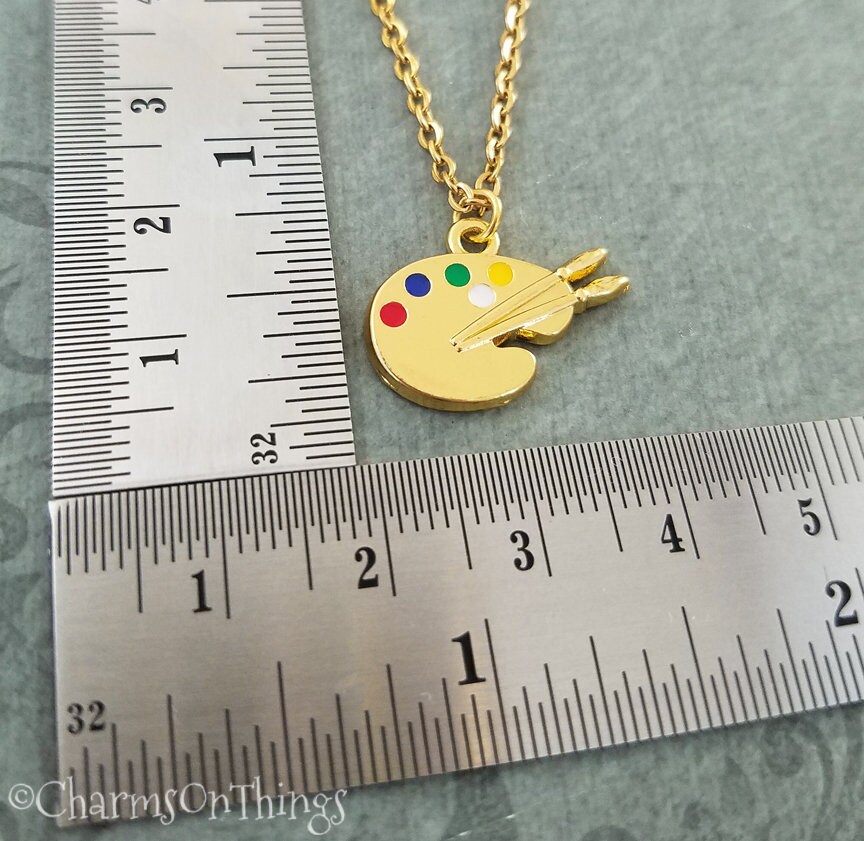 Paint Palette Necklace Artist's Palette Charm Necklace Etsy