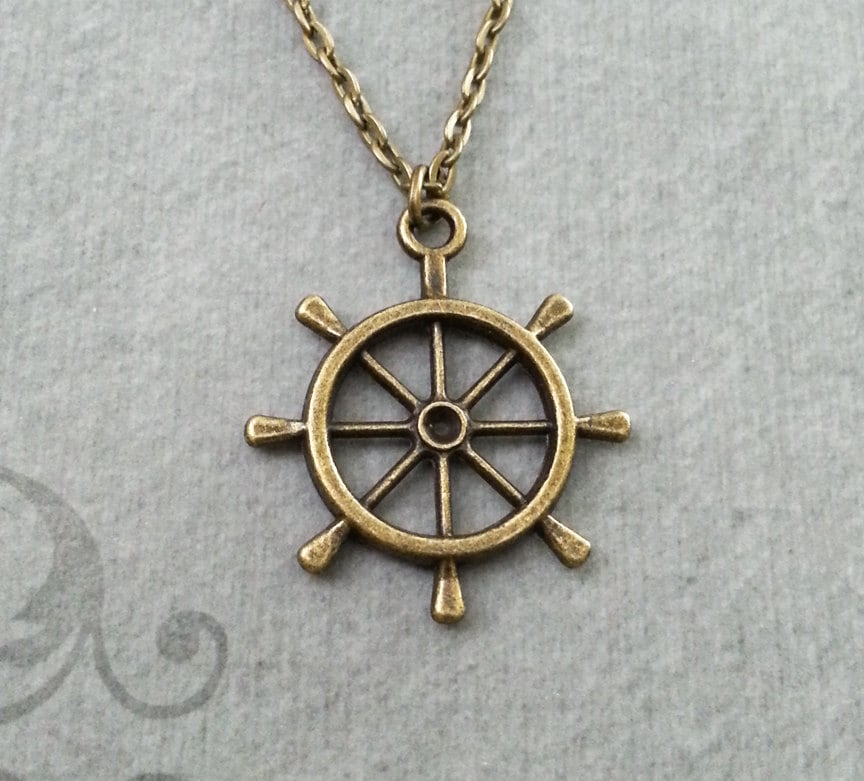 Ship Wheel Necklace Bronze Wheel Jewelry Ship s Wheel Necklace