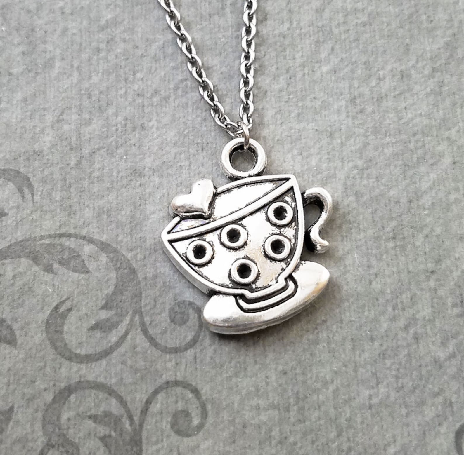Tea Cup Necklace SMALL Tea Cup Charm Necklace Teacup Necklace Etsy
