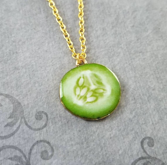 Pickle Necklace Pickle Jewelry Pickle Slice Charm Necklace Pendant