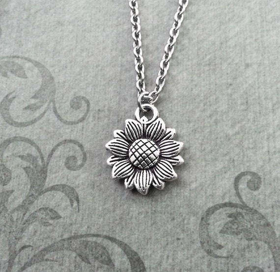 Silver sunflower shop charm