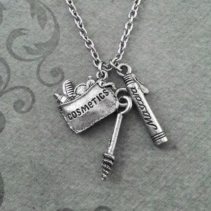 Cosmetics Bag Necklace SMALL Makeup Bag Necklace Makeup Jewelry Makeup Necklace Mother&#39;s Day Necklace Mascara Necklace Makeup Artist Gift
