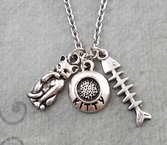 3-D Kitty Cat Food Dish Charm Sterling Silver - Made in the USA 3-D Kitty Cat Food Dish Charm Sterling Silver - Made in the USA
