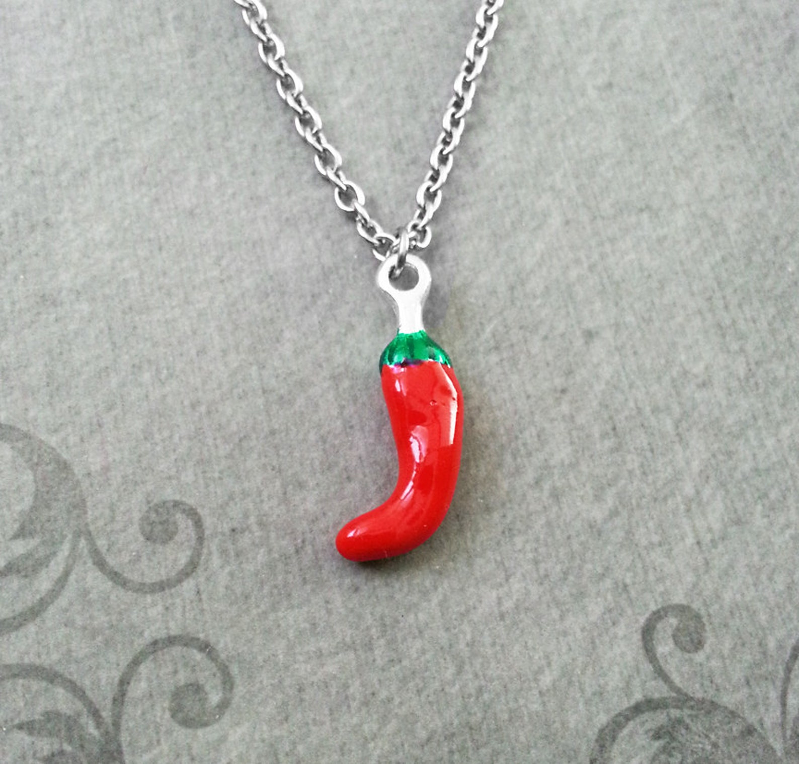 Pepper Necklace Red Chili Pepper Jewelry Chili Necklace Etsy