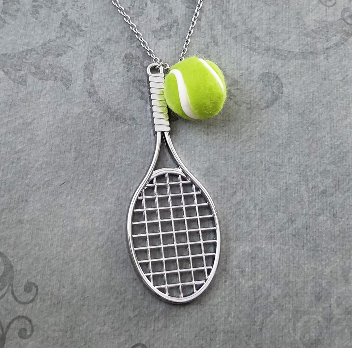 Tennis Necklace LARGE Tennis Racket Necklace Tennis Ball Etsy