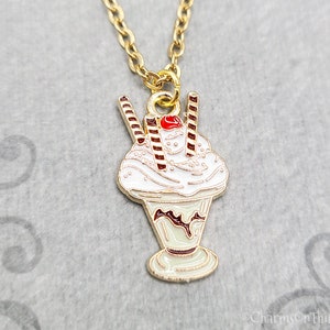 Ice Cream Sundae Necklace SMALL Vanilla Ice Cream Charm Ice Cream Pendant Ice Cream Jewelry Food Jewelry Ice Cream Gift Stocking Stuffer