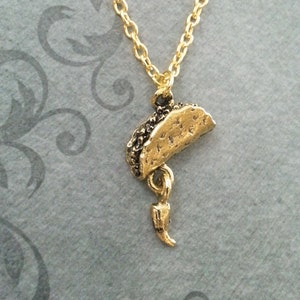 Taco Necklace SMALL Jalapeno Pepper Necklace Pendant Necklace Mexican Food Necklace Food Jewelry Gold Necklace Mexican Necklace Taco Jewelry